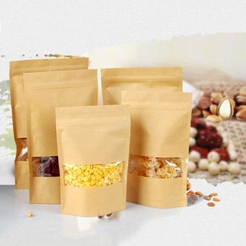 10pcs 4 size Paper Gift Bag For Tea Powder Nut Food Cookie Packaging Zip Lock Bags Gift Bag For Children