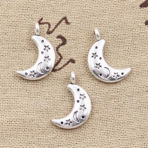 15pcs Charms Moon Star 20x13mm Antique Tibetan Silver Color Pendant Findings Accessories DIY Vintage Choker Handmade Jewelry