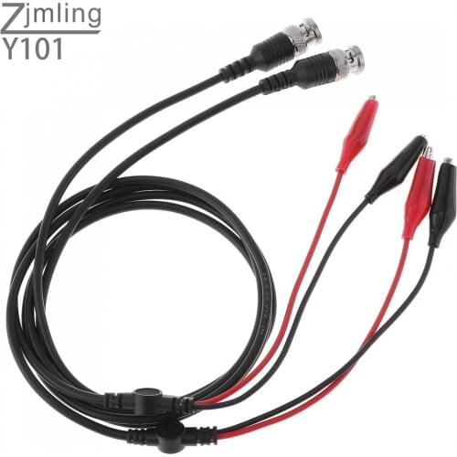 2pcs/lot BNC Q9 Male Plug To 35mm Dual Alligator Clip Oscilloscope Test Probe Lead Cable Oscilloscope Measurement Accessory