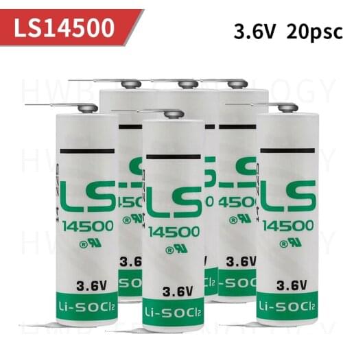 20PCS/lot New for SAFT LS14500 AA ER14505M 3.6v 2600mah lithium battery, with solder pins equipment and instruments battery