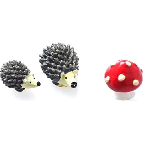 3pc Moss Micro Landscape Ornaments Hedgehog Mushroom Small Ornament Home Decoration Accessories Fairy Garden Miniature Drop Ship