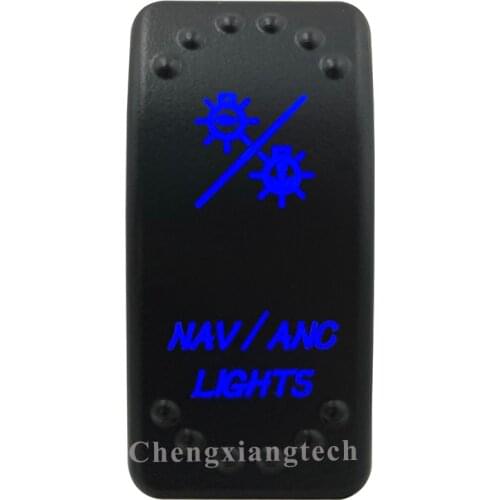 Blue Led Lasor Engraving Nav/Anc Lights 3 Way Rocker Toggle Button Switch 7 Pins ON OFF ON 12v 24v DPDT for Car Boat Truck