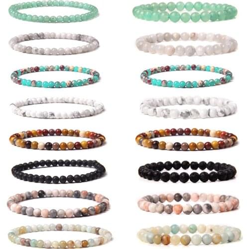 4/6 MM Stone Beads Bracelets Men Gray Labradorite Yellow Aventurine Natural Healing Energy Mineral Jewelry Women Vintage Pulsera