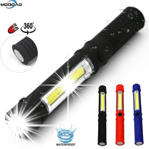 6000Lumens COB LED Work Flashlight Magnetic Base and Clip Multi-Function Pocket Pen Light Inspection Work Light Car Repair Tool