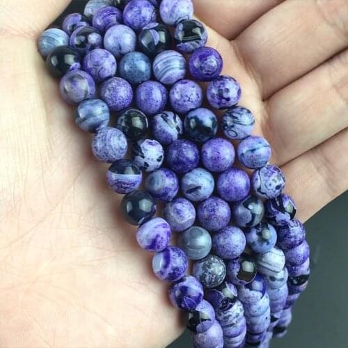 Natural Stone Purple Black Fire Agates Beads Round Loose Spacer Beads For Jewelry Making DIY Charms Bracelet 15" 6/8/10mm