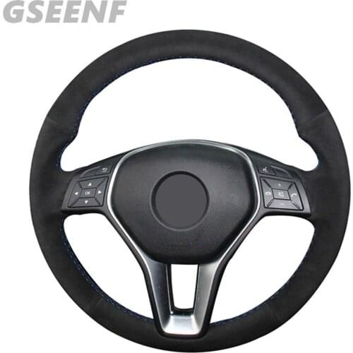 Steering Wheel Cover For Mercedes Benz A-Class 2013-2015 B-Class 2011-2014 CLA-Class 2013 2014 C-Class 2013 Black DIY Soft Suede