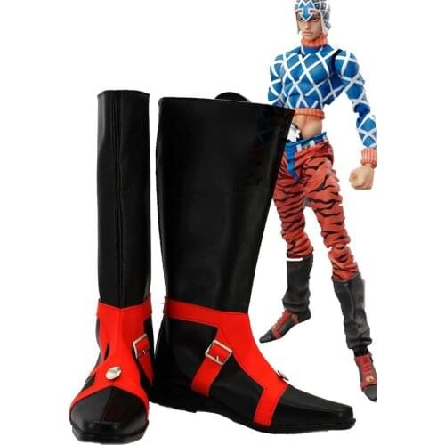 GUIDO MISTA Cosplay JOJOS BIZARRE ADVENTURE 5 GUIDO MISTA Cosplay Shoes Black Boots Custom Made