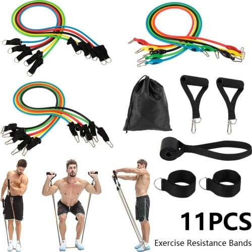 11pcs/set Fitness Pull Rope Resistance Bands Crossfit Training Exercise Yoga Tubes Pull Rope Excerciser Body Training Workout