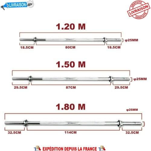WEIGHT LIFTING BAR, 1.2M, 1.5M, 1.8M, DIAMETER 25-26MM, CHROME WITH 2 NUT LOCK, FREE SHIPPING