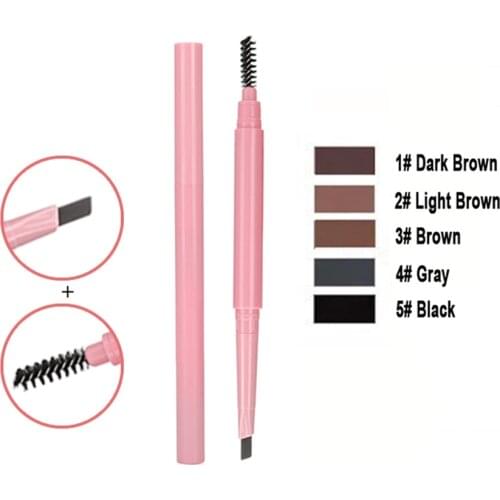 5 Colors Rough Pink Double-head Eyebrow Pencil Private Label Eyebrow Pen Bulk Waterproof Easy To Wear Makeup Eye Brow Wholesale