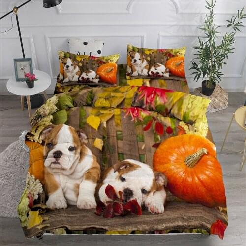 King Queen Double Size Cute Real Dog Pictures Bedding Set Personality GEEK Boys Room Duvet Cover Pillowcase jogo de cama