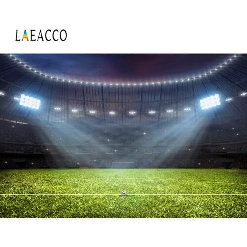 Laeacco Shiny Spotlight Football Soccer Stadium Birthday Superstar Party Baby Scenic Photography Background Photo Backdrop Photo