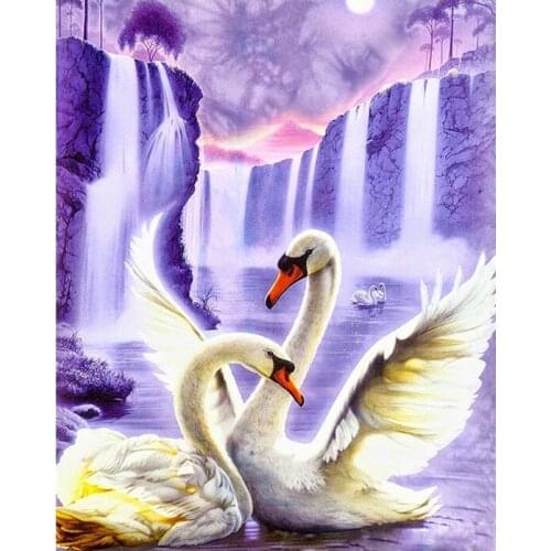 Swan Oil Picture By Numbers Animal For Coloring Handmade Acrylic Paint For Adults DIY kits 40x50 Frame On Canvas Painting Decor