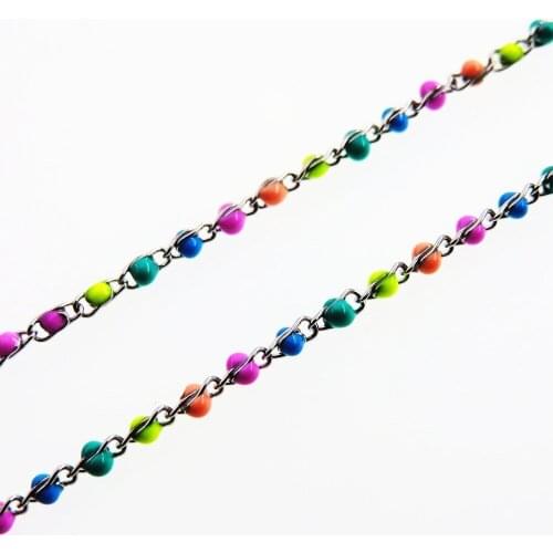 2mm Width Sweet Candy Shape Colorful Bead With Stainless Steel Twisted Chain Women Necklace Fashoin Party Jewelry