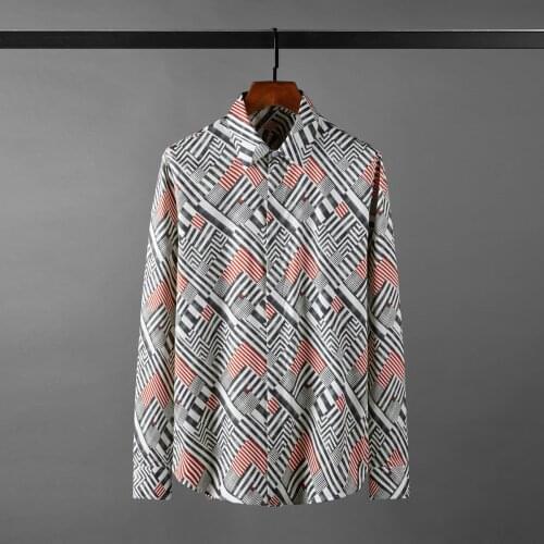 Minglu 100% Cotton Male Shirts Luxury Long Sleeve Allover Printed Casual Mens Dress Shirts Plus Size 4xl Slim Fit Man Shirts