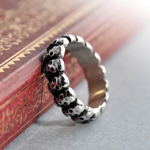 Fashion Punk Skeleton Skull Ring For Men Women Retro Hip Hop Silver Color Metal Ring Accessories Gothic Party Jewelry Gift