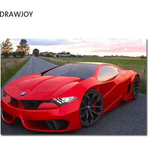 DRAWJOY Framed Pictures Red Car DIY Painting By Numbers Painting & Calligraphy Acrylic Painting On Canvas GX7295 40*50cm