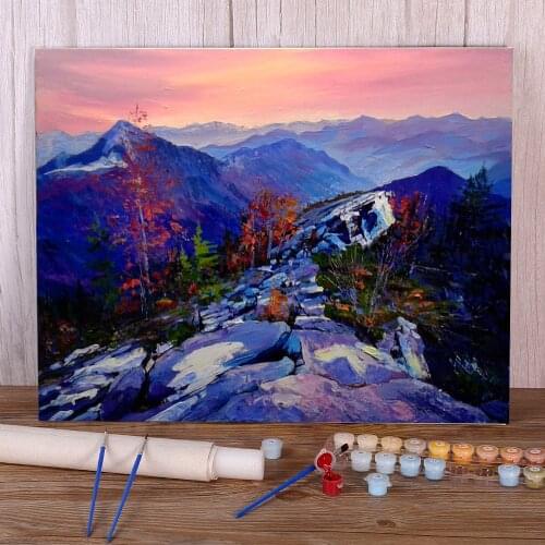 Landscape Winter Evening Painting By Numbers Package Acrylic Paints 40*50 Oil Painting Loft Wall Picture For Handicraft