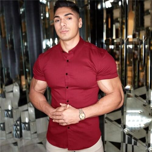 New Mens Sports Short Spring Summer Brand Cool Casual Fashion Breathable Fitness Clothing Turn-down Collar Short Sleeve Shirts