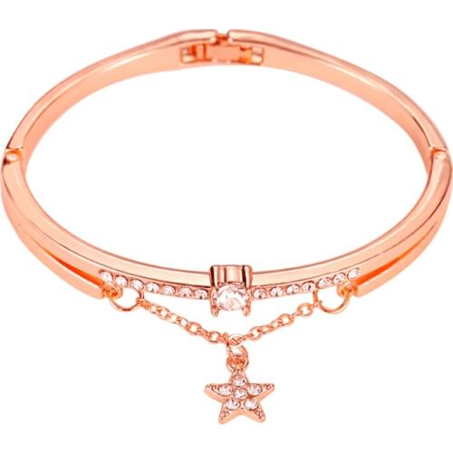 New Simple Fashion Five-pointed Star Pendant Bracelets Pulseras fashionable-color Bracelet Bangle For Women Wholesale Jewelry