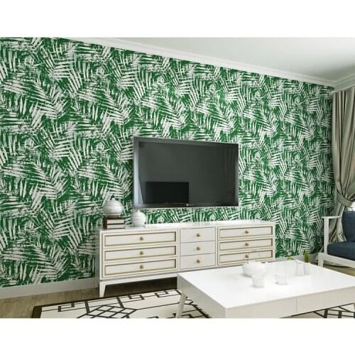 Large Leaves Deerskin Line Papel De Parede 3D Flocking Wallpaper for Bedroom Living Room Home Decoration Wall Paper Roll Palace