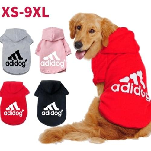 Dog Clothes Pet Casual Hooded Coat Autumn Large Dogs Coat Jacket For Labrador Clothing Costume Solid Color Printing Large Size