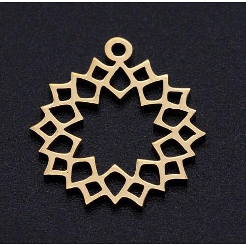 5pcs/lot Stainless Steel Lotus Flower Charm Pendant Wholesale Never Tarnish Top Quality Bracelet Making Charms