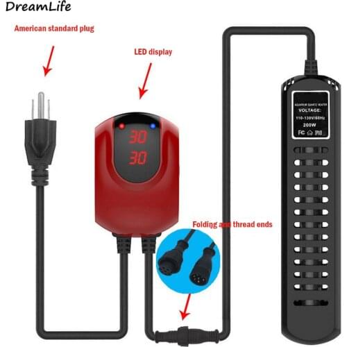 Mini PTC Aquarium Heating Rod 200W 110v Water Submersible Fish Tank Heater Automatic Adjustable Thermostat Aquatic Pet Supplies