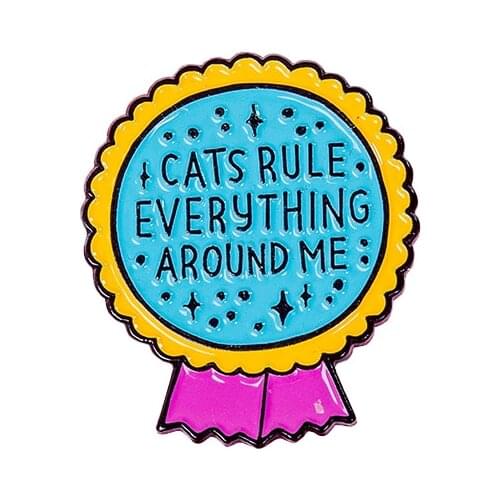 SALE Cats Rule Everything Enamel Pin lapel pin cats rule CREAM cat PIN