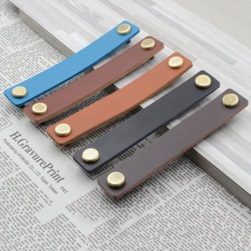 Nordic Style Italian Leather Drawer Knobs Closet Shoe Cabinet Wine Cupboard Cowhide Handle Furniture Pulls Hardware