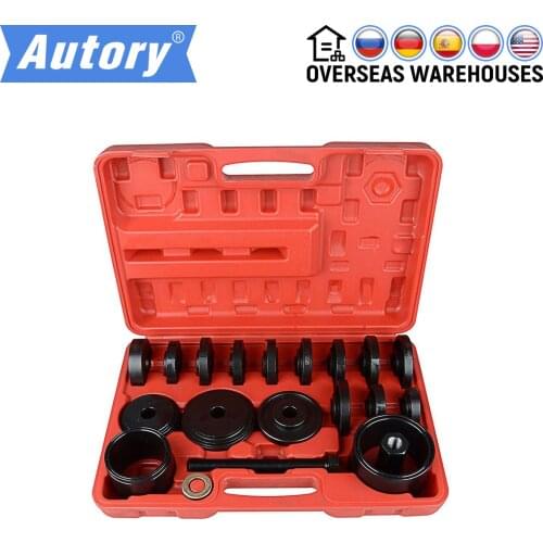 23Pcs FWD Front Wheel Drive Bearing Press Removal Disassembly Adapter Puller Pulley Tool 32 38mm Shaft for Cars Light Trucks