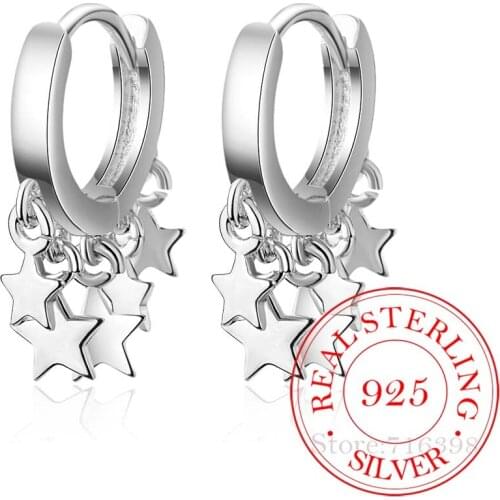 925 Sterling Silver Tassel Star Stud Earrings for Women Girl Fashion Jewelry Party Accessories pendientes Brincos