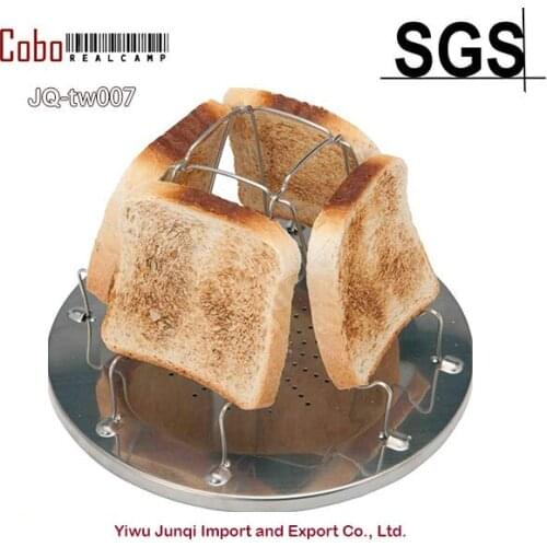 Folding Camp Stove Toaster Stainless Steel Camping Rack Holder 4 Slice Toaster Tray Cooking Breakfast for BBQ Party Outdoor