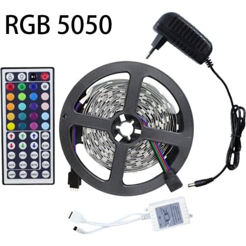5M RGB Led Strip Light Kit SMD5050 150Leds Flexible Light Led Tape+44Keys Remote Controller+12V 2A Power Supply Home Decoration