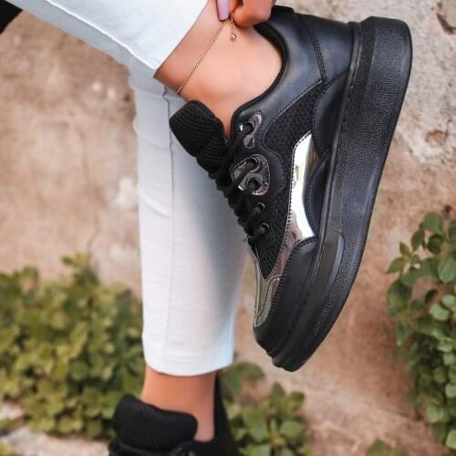 Tonar Voni Black Skin Platinum Detailed Sports Shoes New Season Convenient Seasonal Style Sneaker