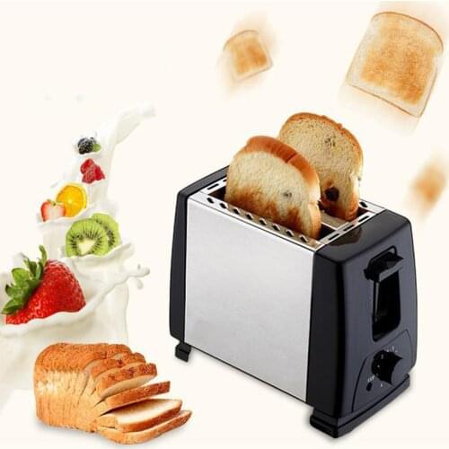 750W 220V Bread Toaster 2 Slices Stainless Steel Toaster Automatic Fast Heating Kitchen Household Breakfast Maker Baking Cooking
