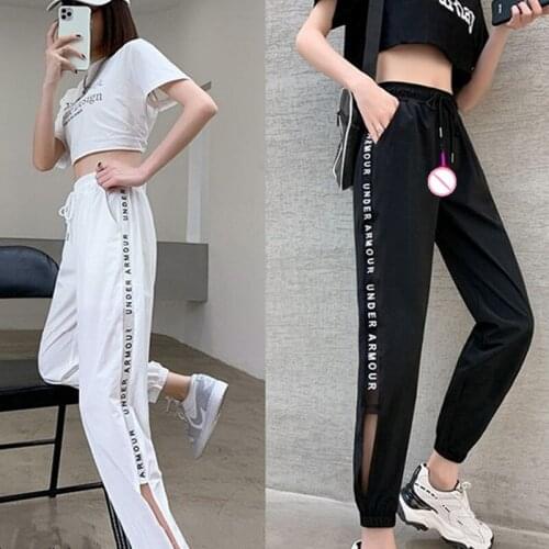 Outdoor Sex Pants Clothes For Women Spring Summer Public Sex Casual Sexy Trousers Female Hidden Zipper Open Croch Exotic Pants