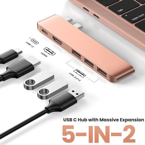 6 in 2 USB C HUB Dual Type C to Multi USB 3.0 4K HDMI for MacBook Pro Air Adapter 100W Thunderbolt 3 Dock SD/TF Port Type C HUB