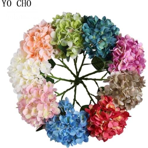 YO CHO Fake Hydrangea Flower DIY Wedding Bouquet Artificial Silk Hydrangea Flower Arrangement Home Party Wedding Table Decor