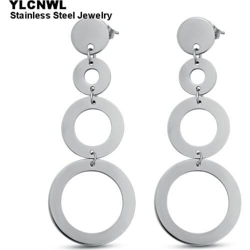 Never Fade Stainless Steel Geometric Circle Earrings For Women 2020 Statement Fashion Dangle Drop Ladies Jewelry Gift