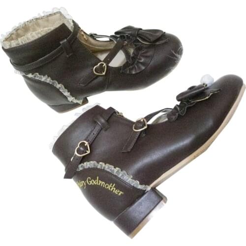 High Top Lolita Shoes Low Heel Harujuku Kawaii Girl Sweet Lolita Shoe Vintage Tea Party Women Dress Shoes Cute Bowknot Buckle