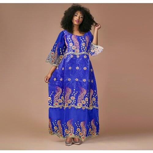 H&D Embroidery Lace Dress Women Bazin Riche Dashiki Dresses Black Robe Headtie South African Ladies Traditional Maxi Dress 2021