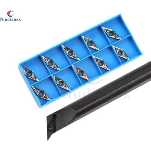 1pc S16Q-SVQBR11 Internal Turning Tool Holder S20R-SVQBR11 CNC Lathe Tools SVQBL +10pcs VBGT1103 Inner Hole Carbide Inserts Suit