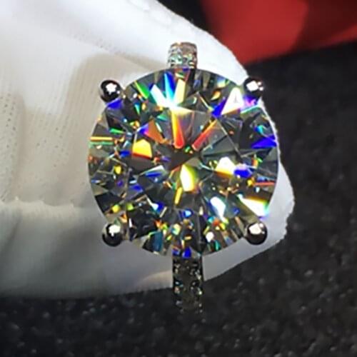 14K Au585 White Gold Women Ring Moissanite Diamonds 6 7 8 9 10 Carat Round Elegant Wedding Party Engagement Anniversary Ring