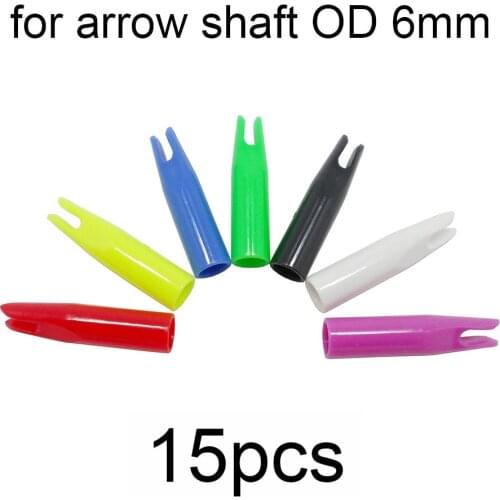 15pcs Archery Glue-on Nocks Plastic External Outer Arrow Nock for Arrow Shaft OD 6mm