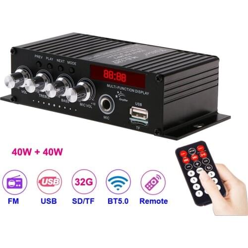 2*50W FM Radio Mp3 Player Audio Bluetooth-Compatible Power Amplifier Stereo Equalizer HiFi Karaoke Digital Mp3 Decoder Music AMP