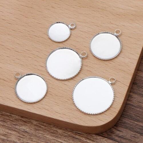 200pcs silver plated sprocket disc single hole tray 12-14-16-18-20-25-30mm bezel jewelry blank pendant base cabochon settings