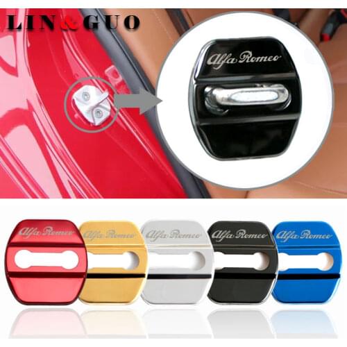4pcs Car Styling Door Lock Protection Cover Case For alfa romeo giulia stelvio Emblems Accessories