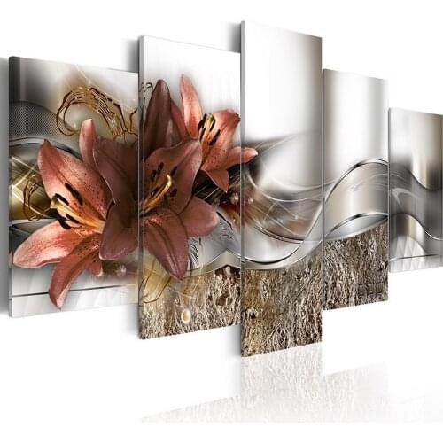 5PCS Canvas HD Prints Paintings Wall Art Home Decor Flower Pattern Drawing Wall Picture Living Room Decoration