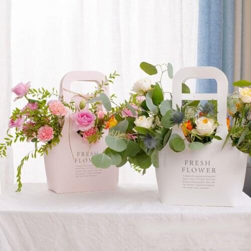 5Pcs Portable Flower Arrangement Kraft Paper Bag Waterproof Thicken Packaging Bags Wedding Decor Bouquet Art Flower Box